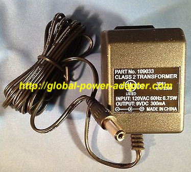 NEW 109033 9V DC 300mA AC/DC ADAPTER - Click Image to Close